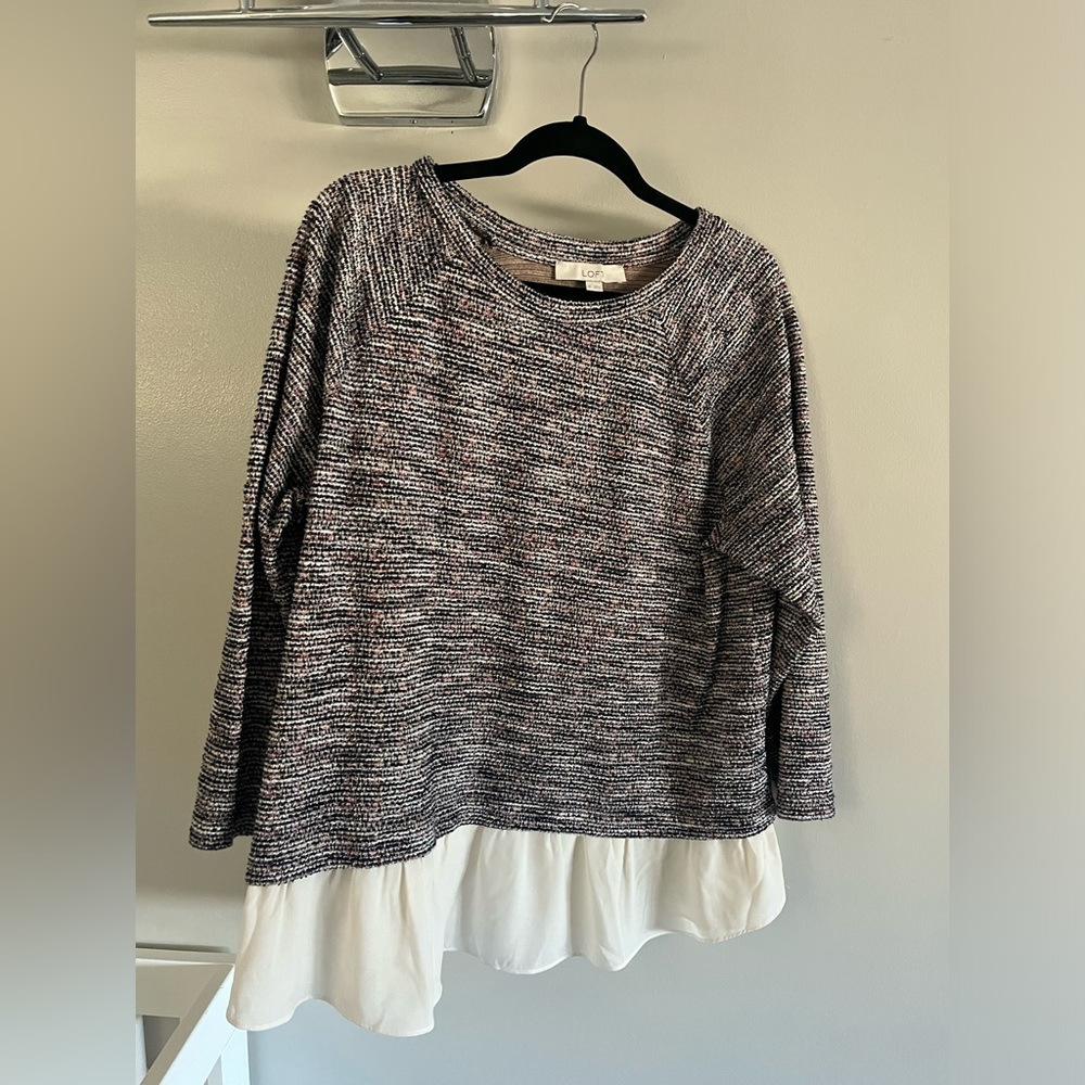 Loft XL textured mixed media blouse